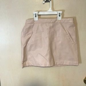 Pink Leather Skirt with Pockets